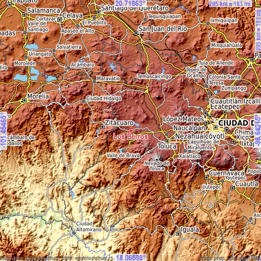 Topographic map of Los Berros