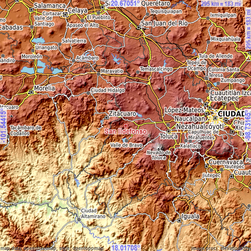 Topographic map of San Ildefonso