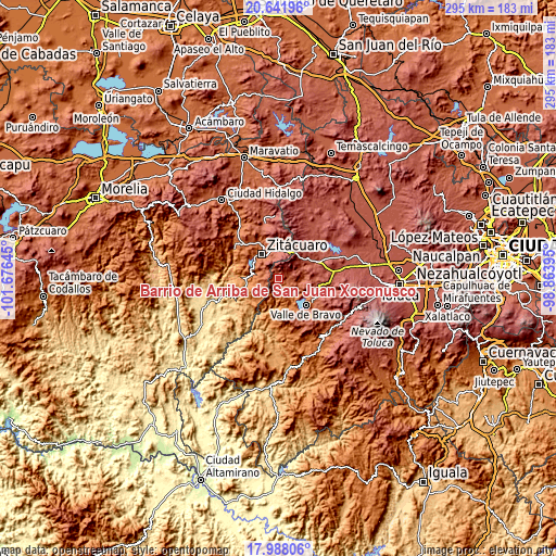 Topographic map of Barrio de Arriba de San Juan Xoconusco