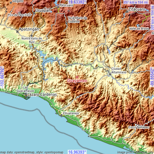 Topographic map of Guayameo