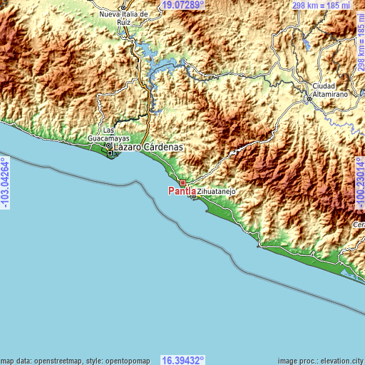 Topographic map of Pantla