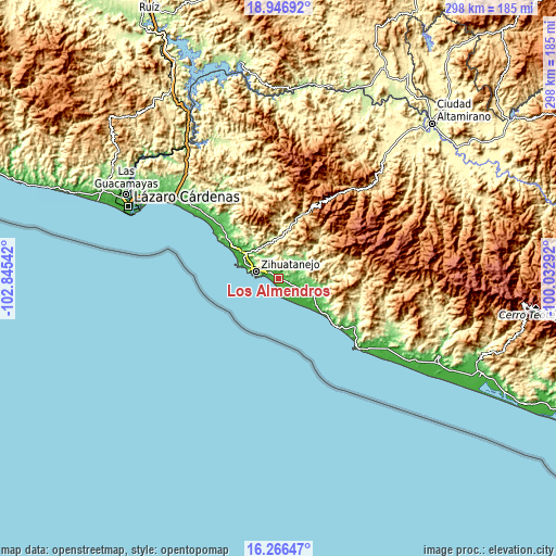 Topographic map of Los Almendros