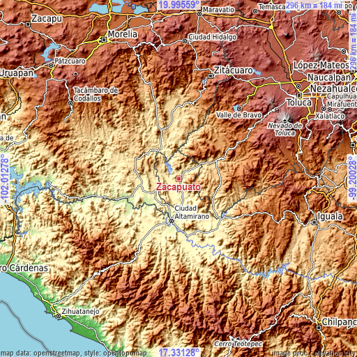 Topographic map of Zacapuato