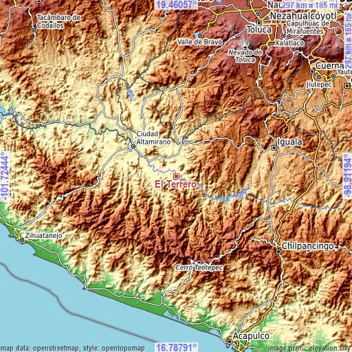 Topographic map of El Terrero