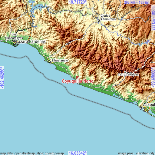 Topographic map of Coyuquilla Norte