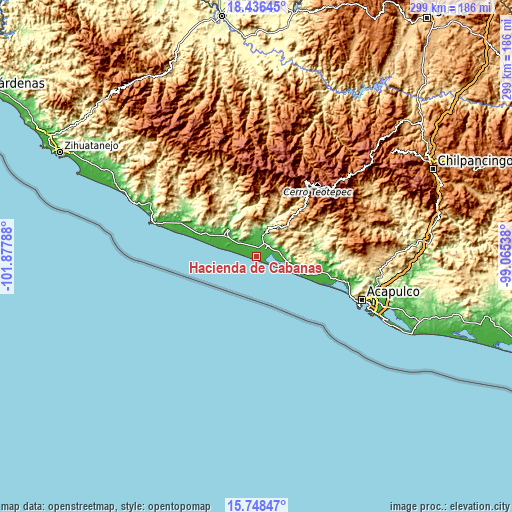 Topographic map of Hacienda de Cabañas