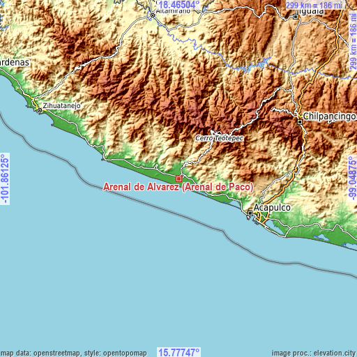 Topographic map of Arenal de Álvarez (Arenal de Paco)