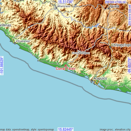 Topographic map of Corral Falso