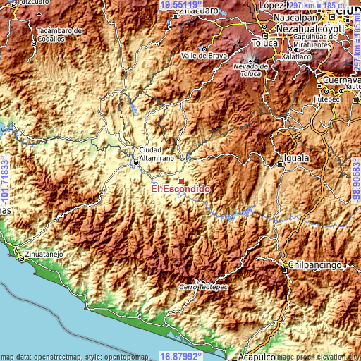 Topographic map of El Escondido