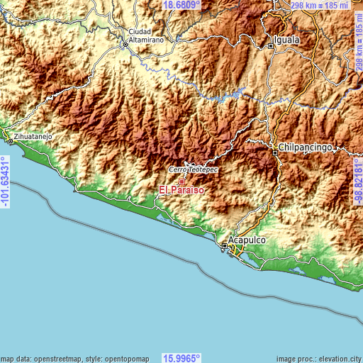 Topographic map of El Paraíso