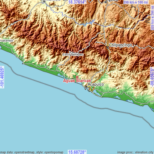 Topographic map of Aguas Blancas