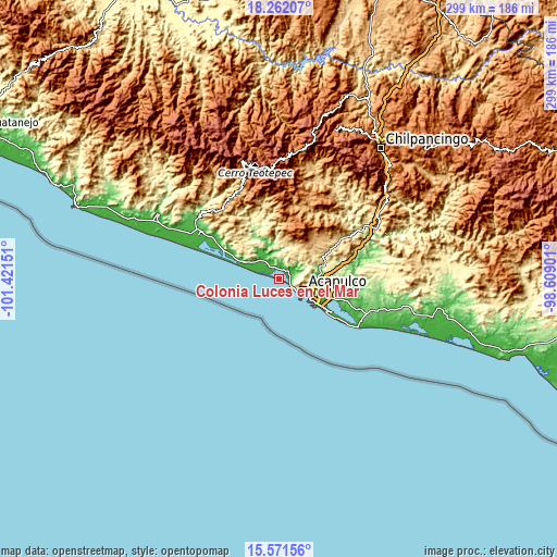Topographic map of Colonia Luces en el Mar