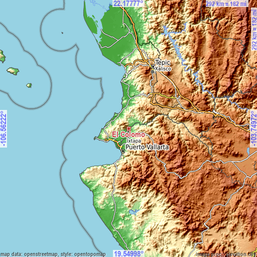 Topographic map of El Colomo