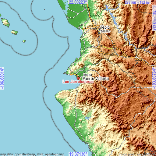 Topographic map of Las Jarretaderas