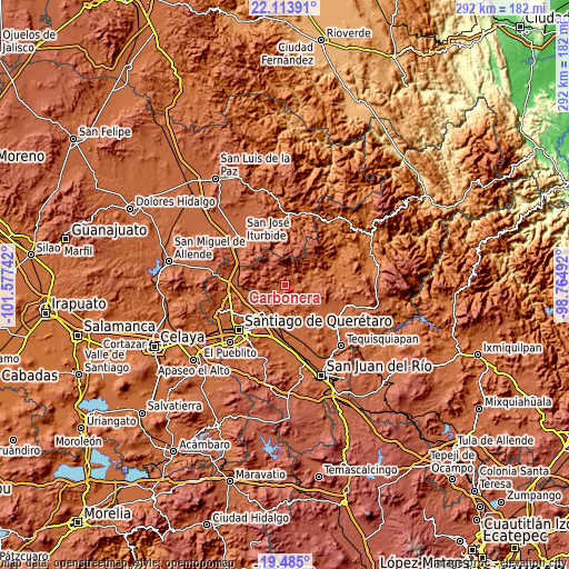 Topographic map of Carbonera