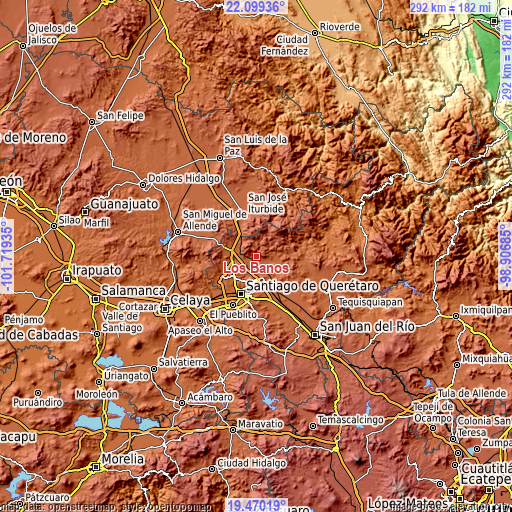 Topographic map of Los Baños