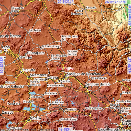 Topographic map of Las Lajitas