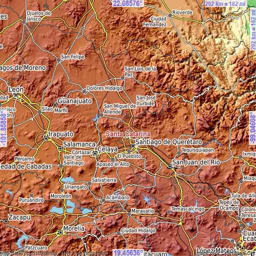 Topographic map of Santa Catarina