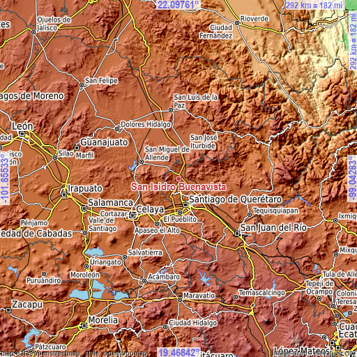 Topographic map of San Isidro Buenavista