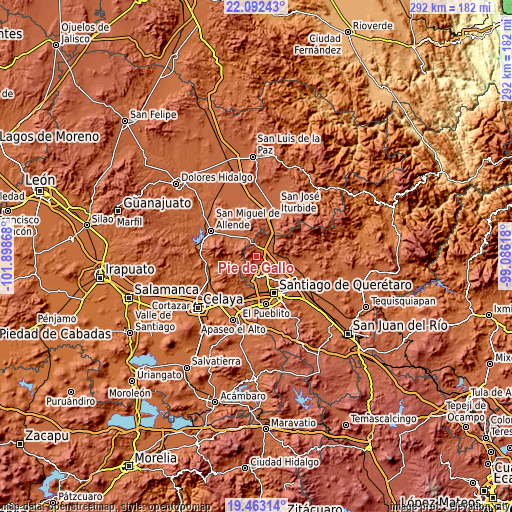 Topographic map of Pie de Gallo