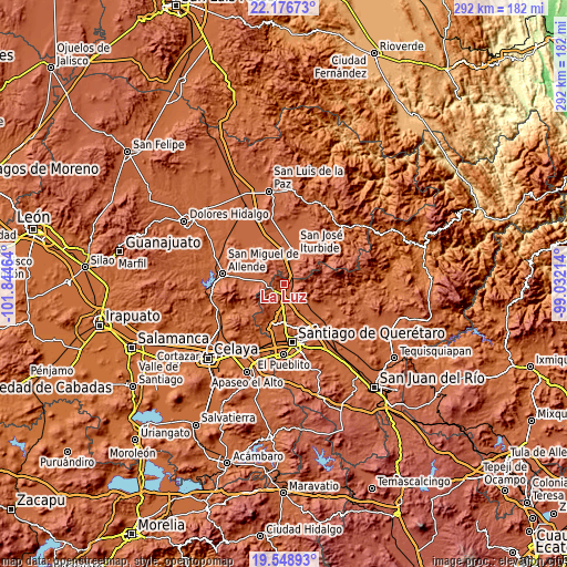 Topographic map of La Luz