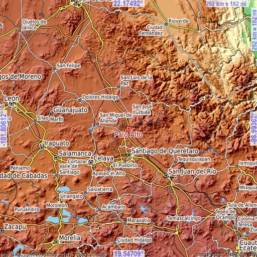 Topographic map of Palo Alto