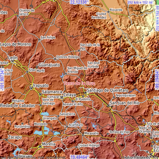 Topographic map of Cerro de la Cruz