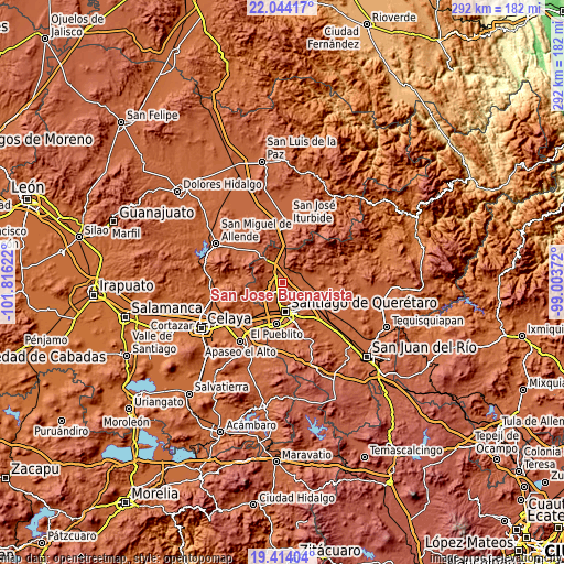 Topographic map of San José Buenavista