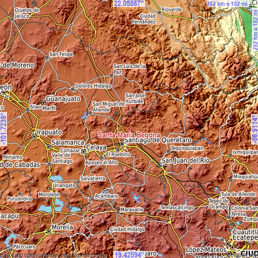 Topographic map of Santa María Begoña