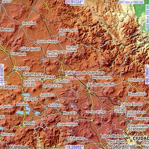 Topographic map of Agua Azul