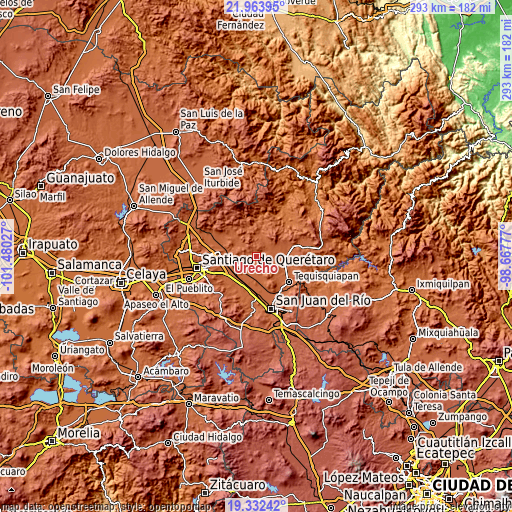 Topographic map of Urecho