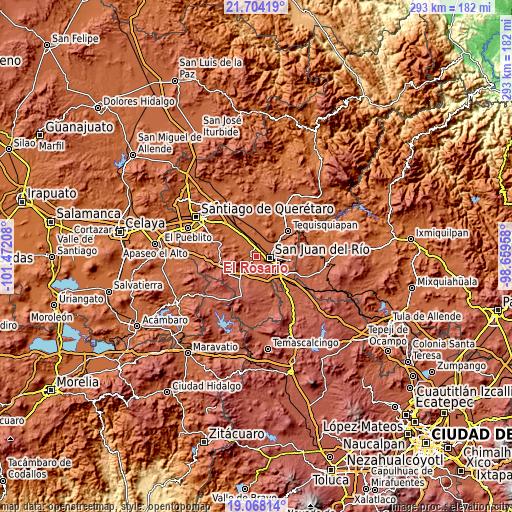 Topographic map of El Rosario