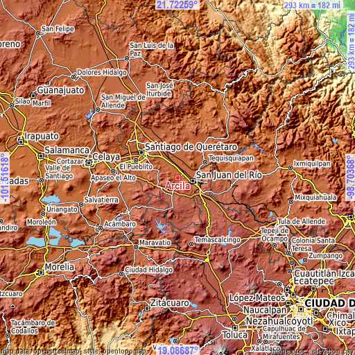 Topographic map of Arcila