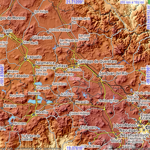 Topographic map of Bravo