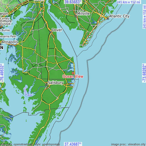 Topographic map of Ocean View