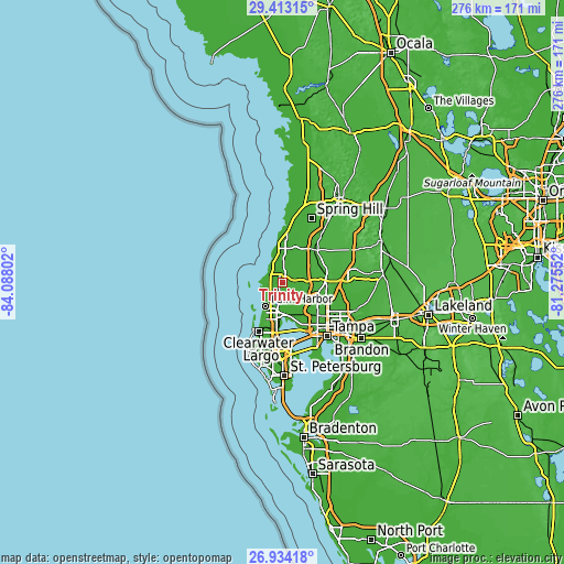 Topographic map of Trinity