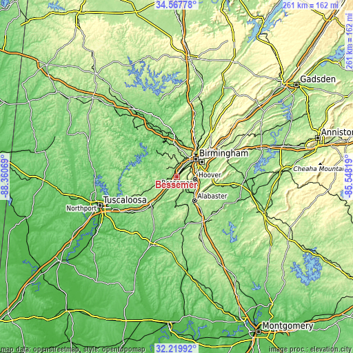 Topographic map of Bessemer