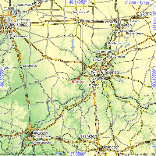 Topographic map of Aurora