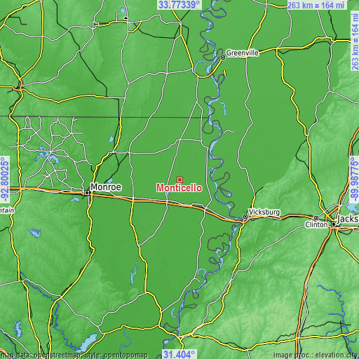 Topographic map of Monticello