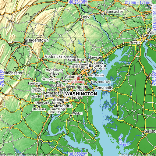 Topographic map of Jessup