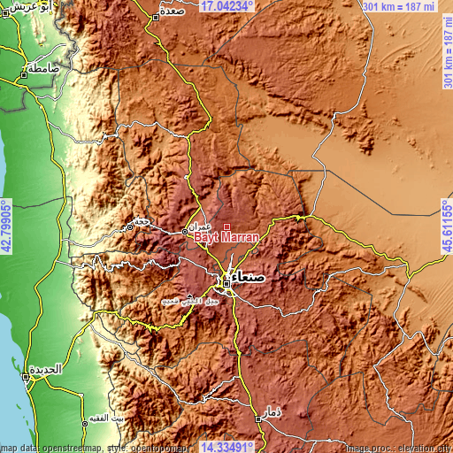 Topographic map of Bayt Marrān