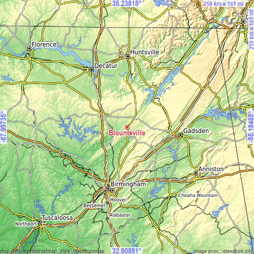 Topographic map of Blountsville