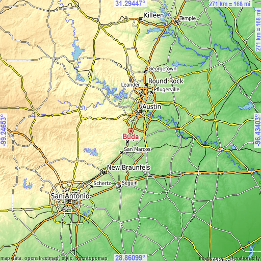 Topographic map of Buda