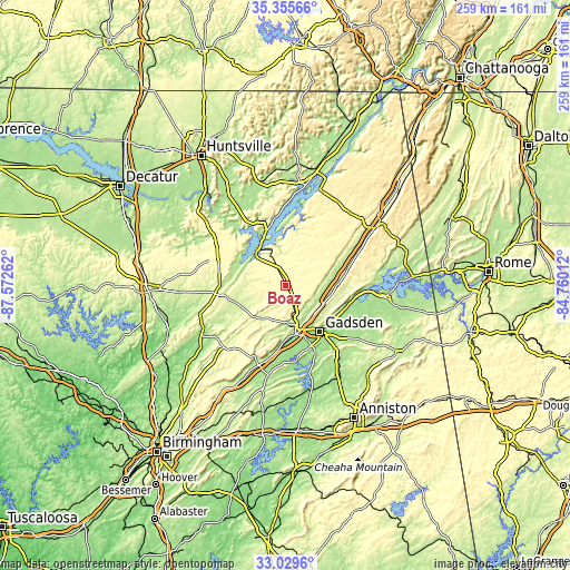 Topographic map of Boaz