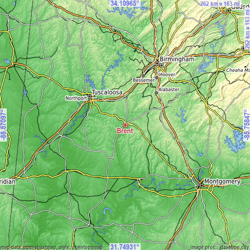 Topographic map of Brent