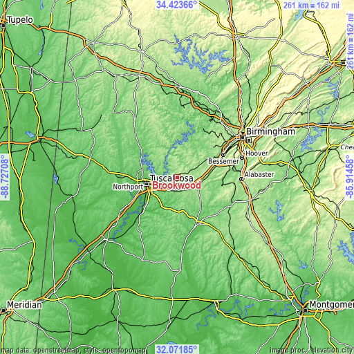 Topographic map of Brookwood