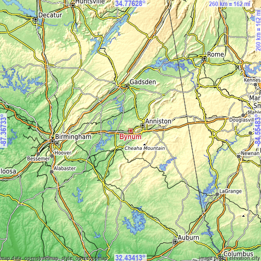 Topographic map of Bynum