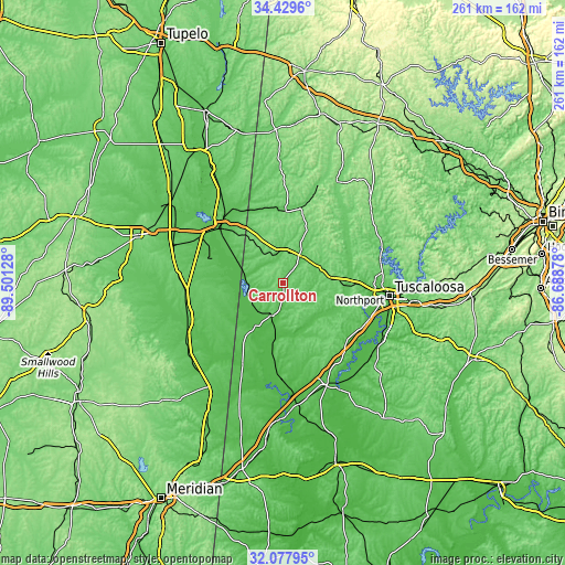 Topographic map of Carrollton