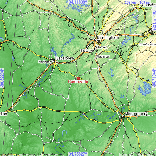 Topographic map of Centreville