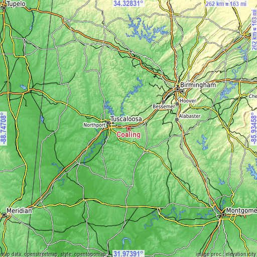 Topographic map of Coaling